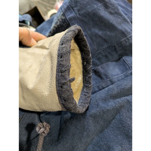 BB DAKOTA Leather Jacket RARE, Blue, White patchwork, southwest, fleece lined, L - Picture 9 of 10